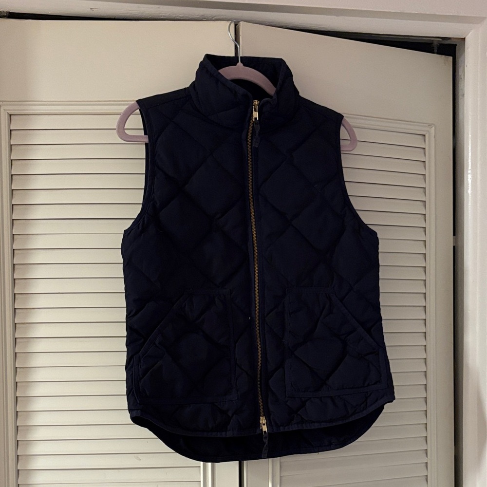 J. Crew Women’s Small Dark Blue Quilted Vest with Goose Down Fill